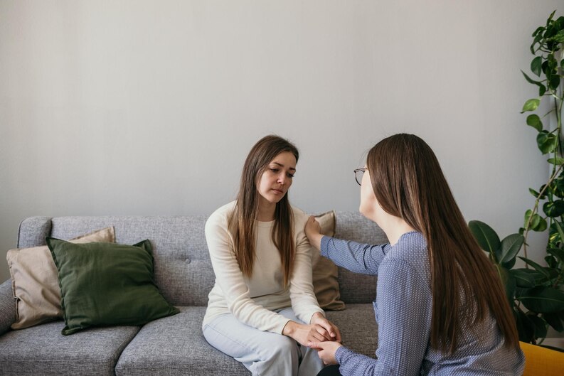 Therapist helping the patient to manage their emotion
