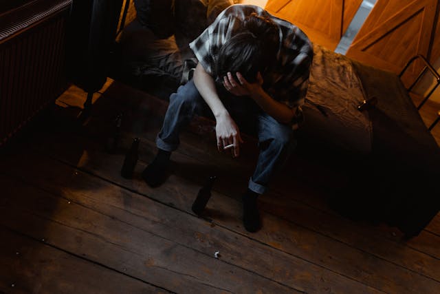 A man struggling with his alcohol addiciton