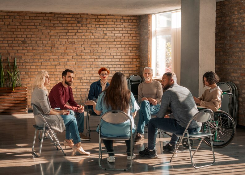 Group therapy of patients in a PHP Treatment Program 