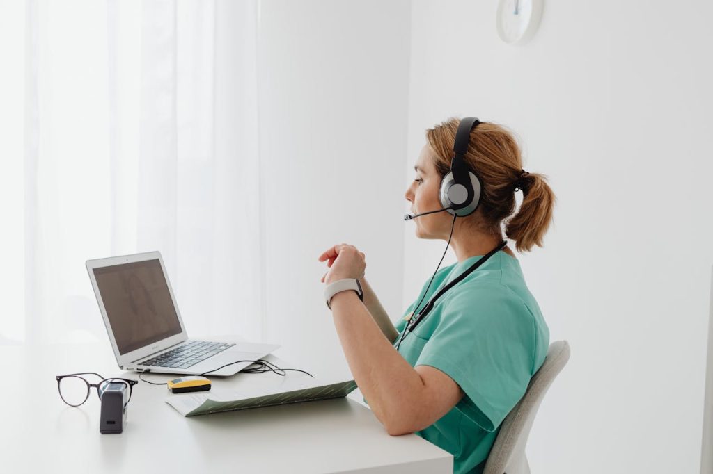 Telehealth therapy session between a therapist and a patient