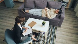 Therapist in a session with a client dealing with anxiety