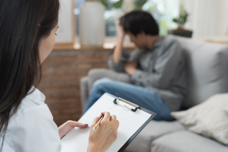 Therapist in a therapy session with a patient