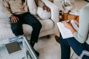 Therapist interviews the patient about their condition