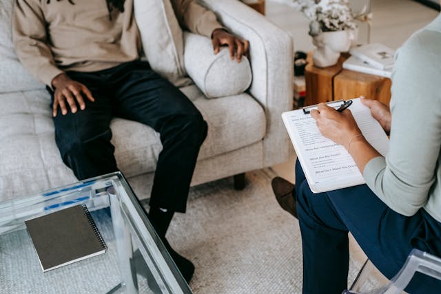 Therapist interviews the patient about their condition