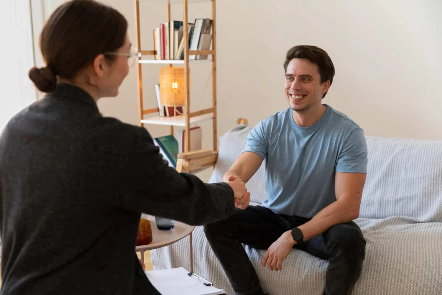 Individual therapy session with woman receiving mental health support